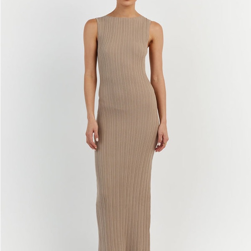 Dissh SIENNA TAUPE KNIT MIDI DRESS